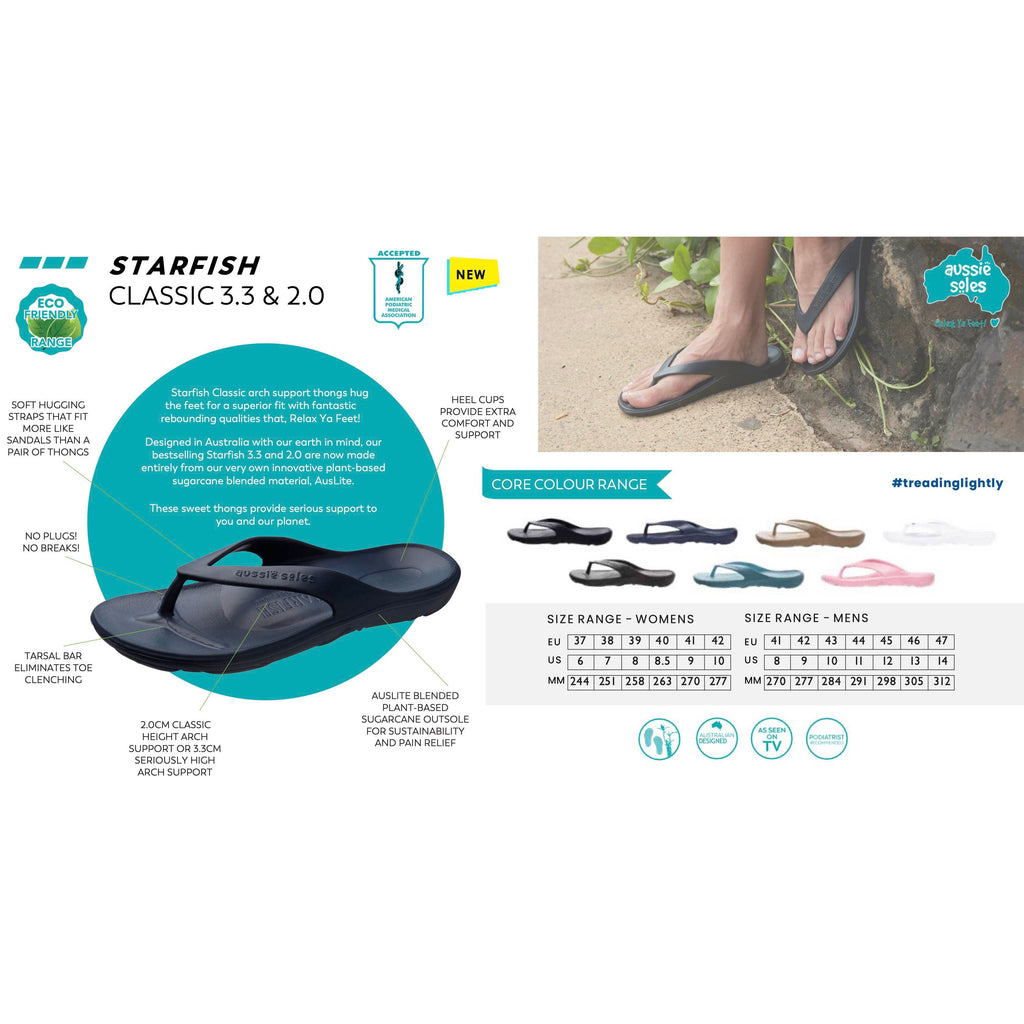 Wholesale Starfish 3.3 arch support thongs mixed sizes and colours - Aussie  Soles Eco-Friendly Arch Support Thongs and Sandals - Fieldfolio